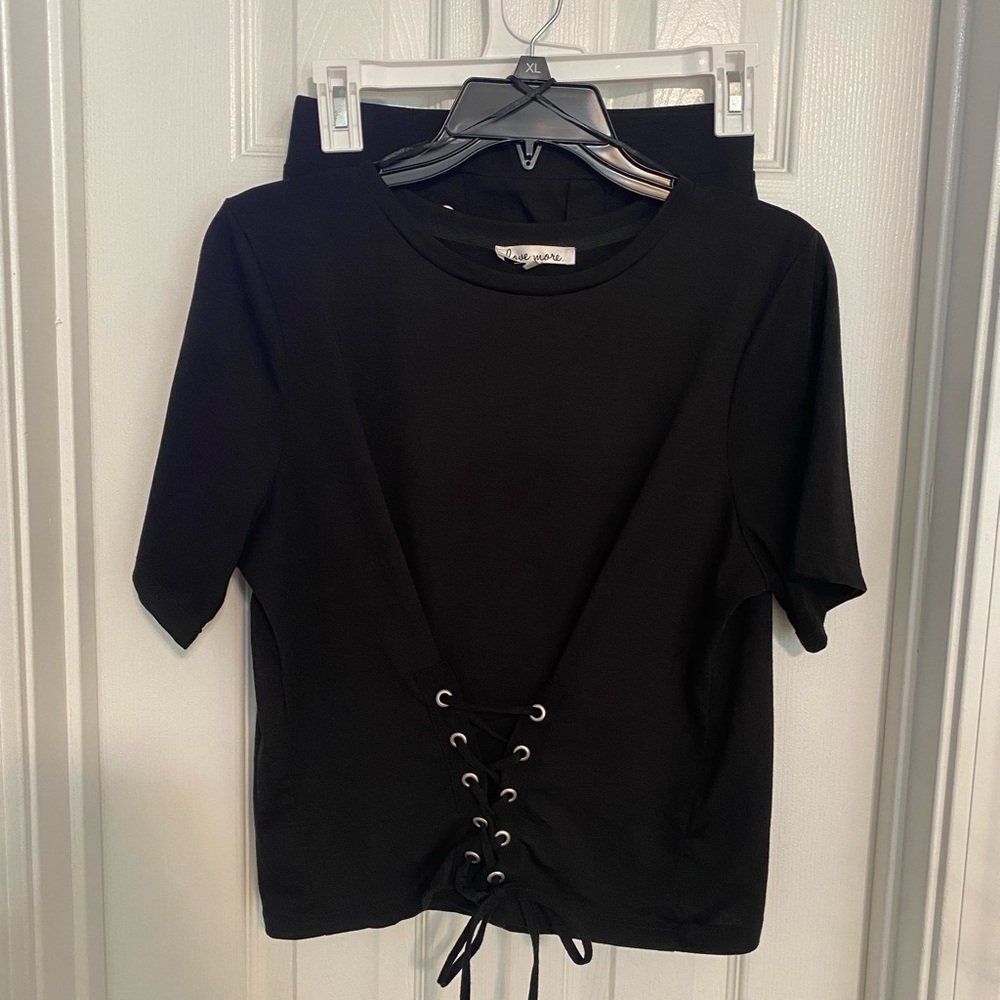 Tie front Top and skirt set